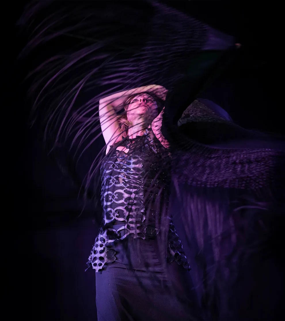 Ana Arroyo poses at the Las Tablas flamenco tablao in Madrid.