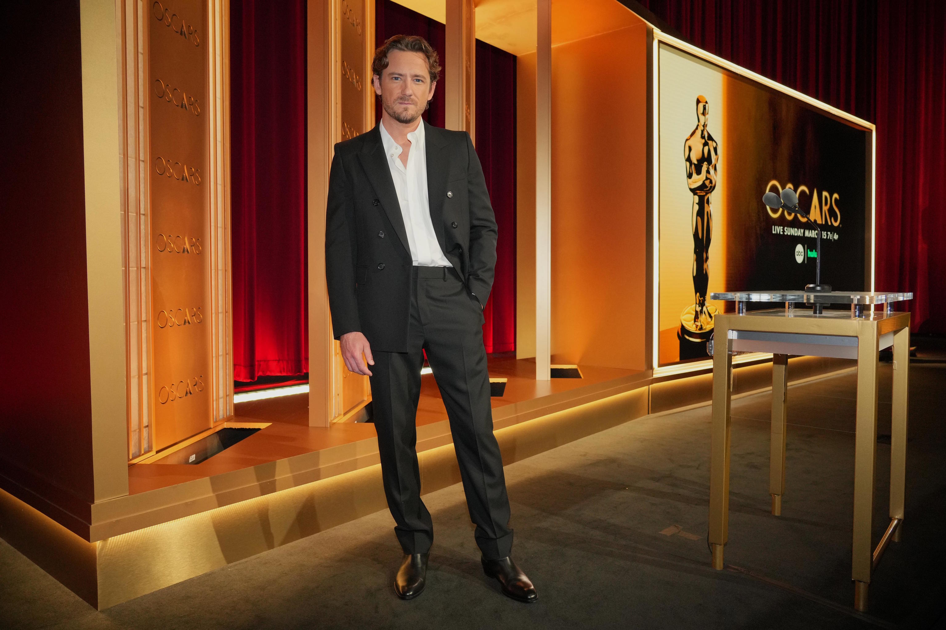 Lewis Pullman poses during the 98th Academy Awards nominations.
