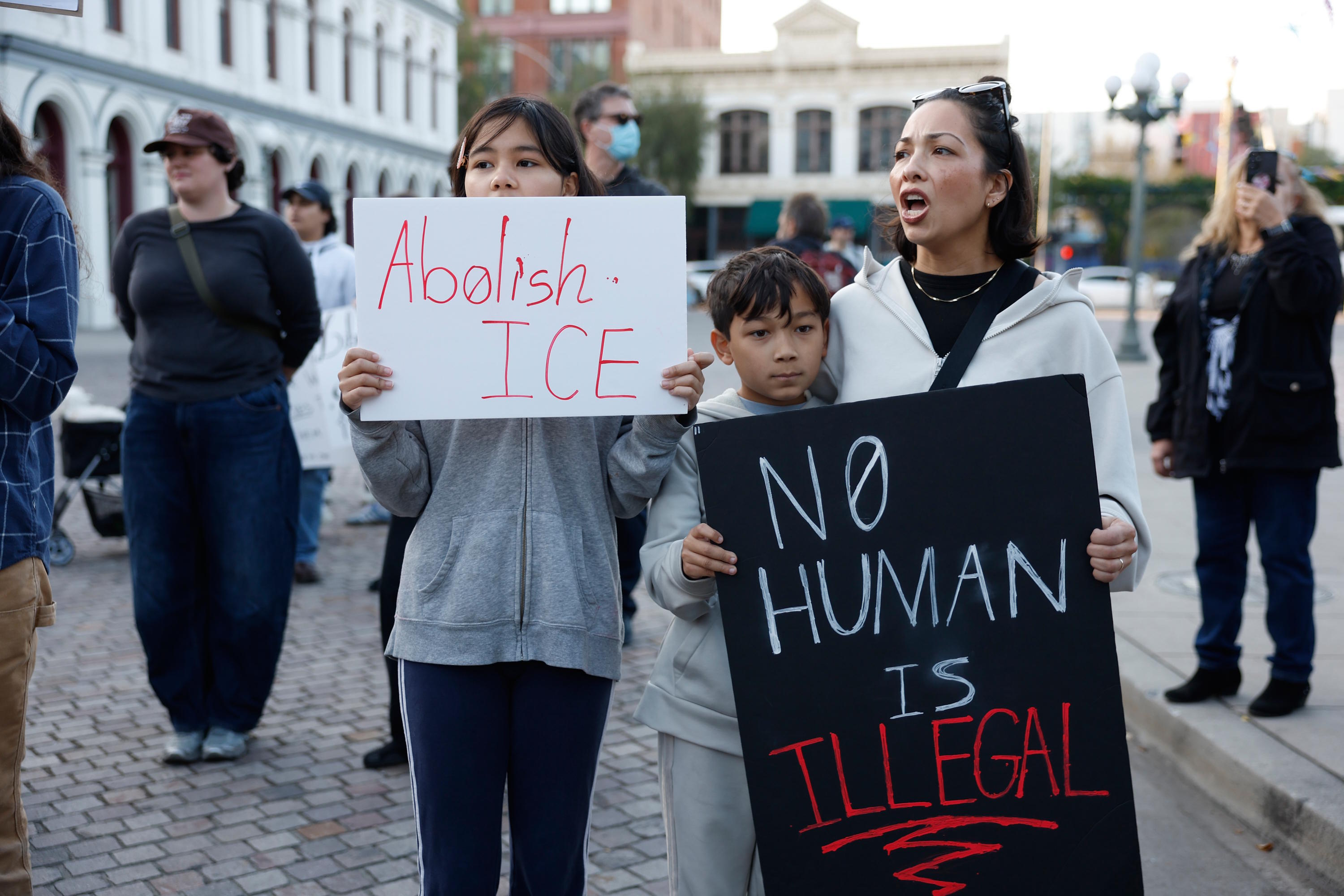 Protesters in response to the shooting that killed Alex Pretti.