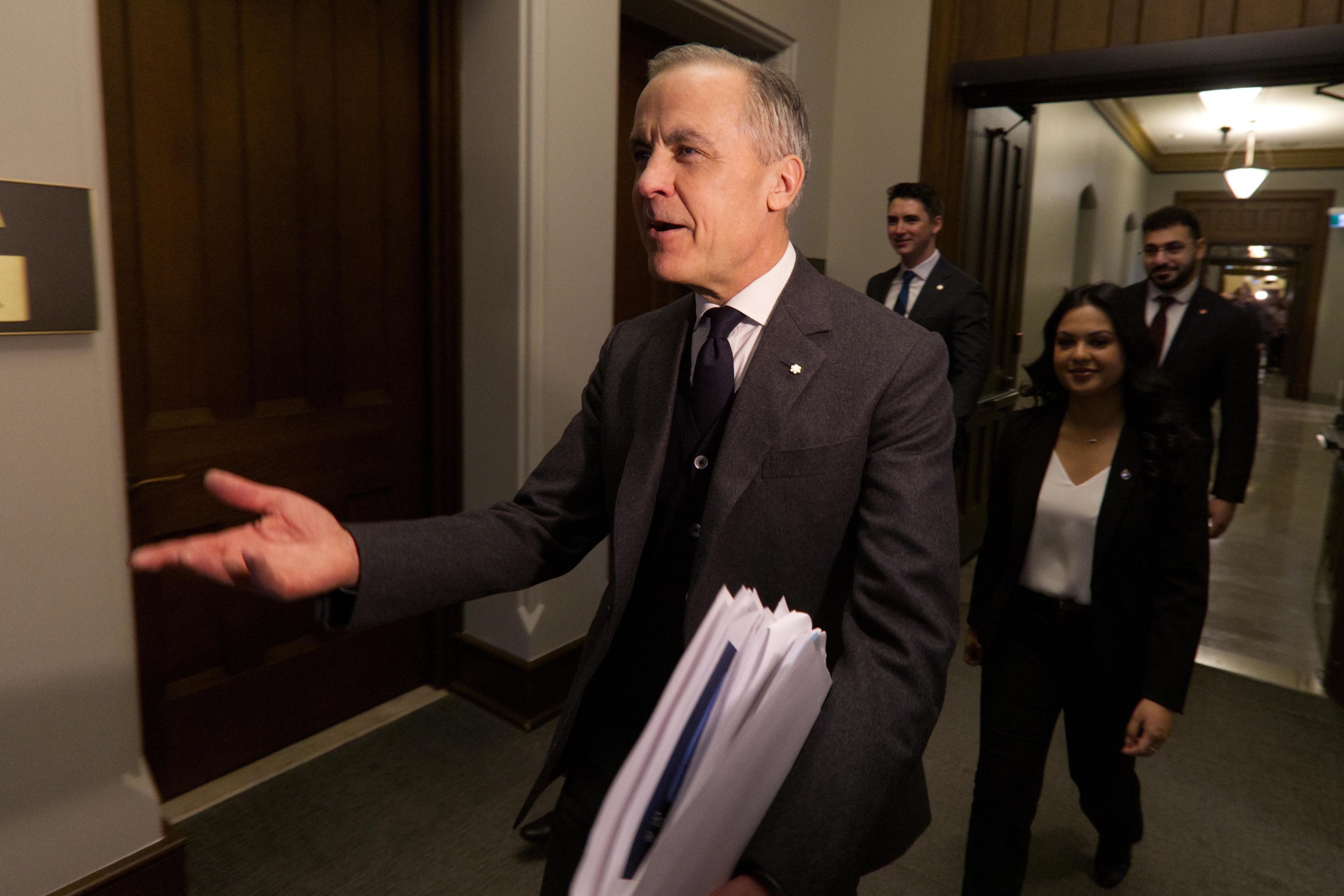 The Prime Minister of Canada, Mark Carney, in Ottawa on Sunday,.