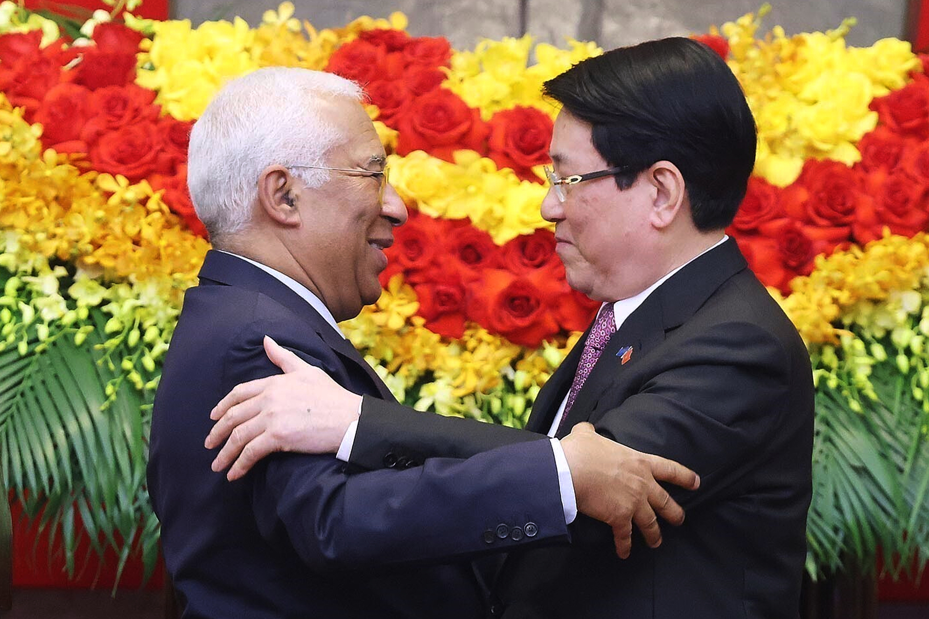 European Council President Antonio Costa, left, and Vietnamese President Luong Cuong.