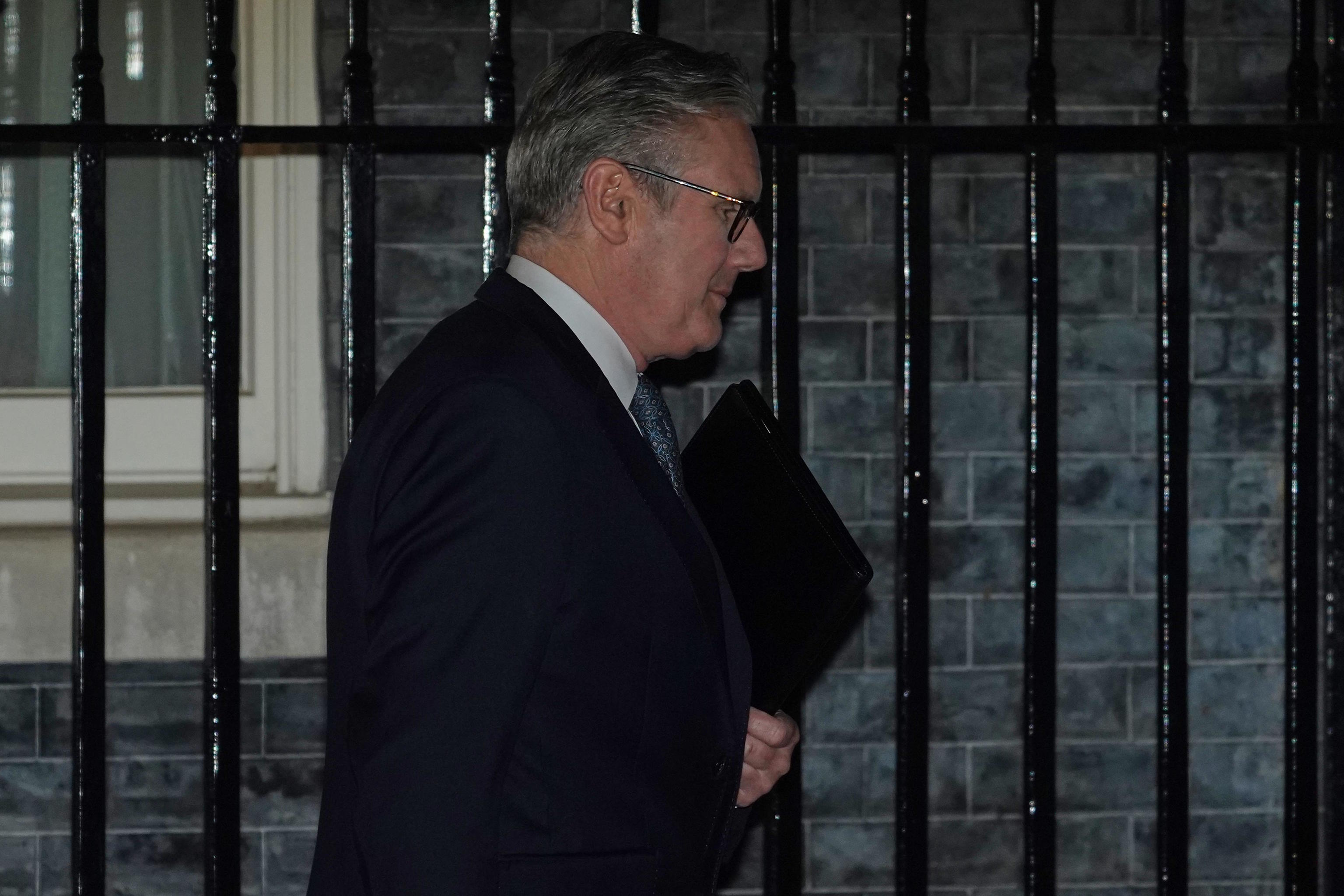 Britain's Prime Minister Keir Starmer leaves 10 Downing Street in London.