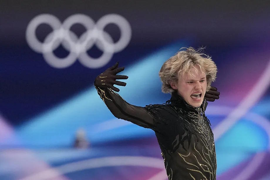 Ilia Malinin during one of his performances at the Milan Games.