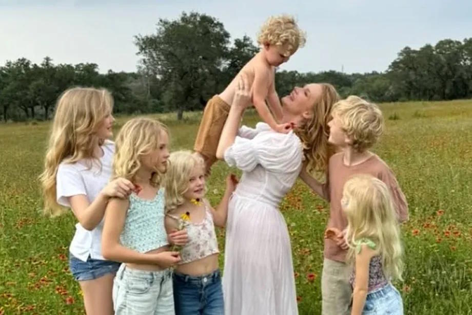 James Van Der Beek's wife and children in a file photo.