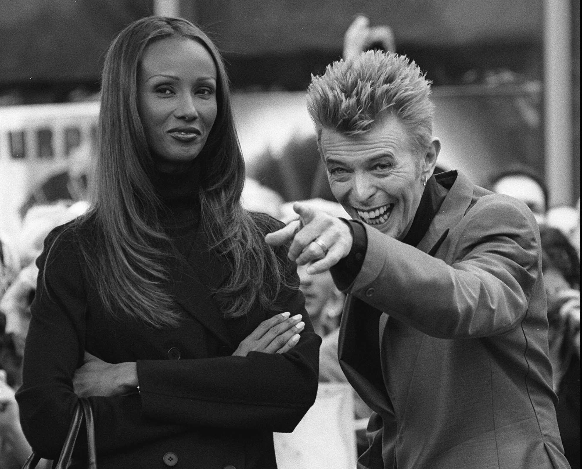 The singer David Bowie with his wife in 1997.