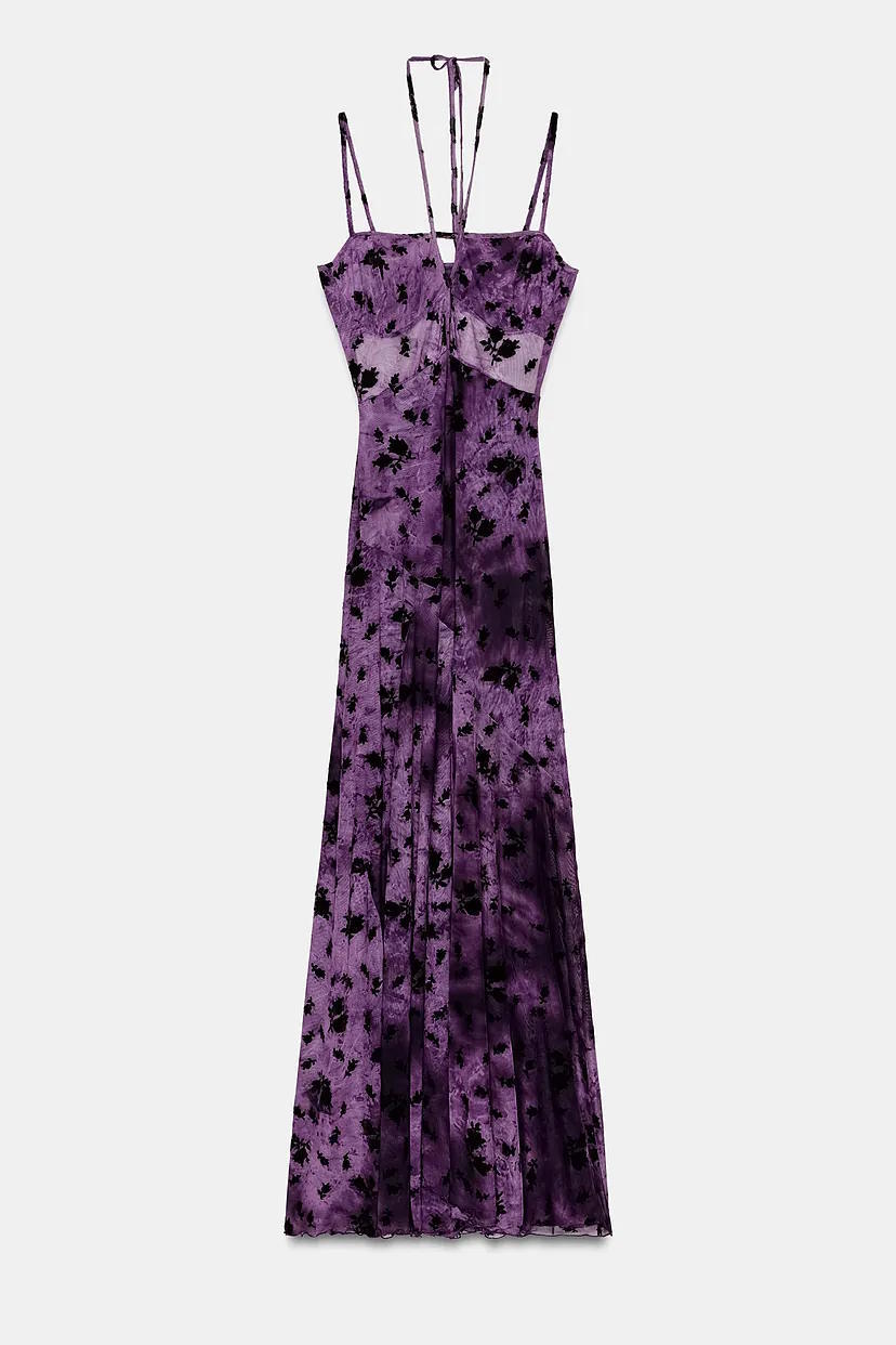 Long dress with flocked flowers from Zara - Foto 4 de 10