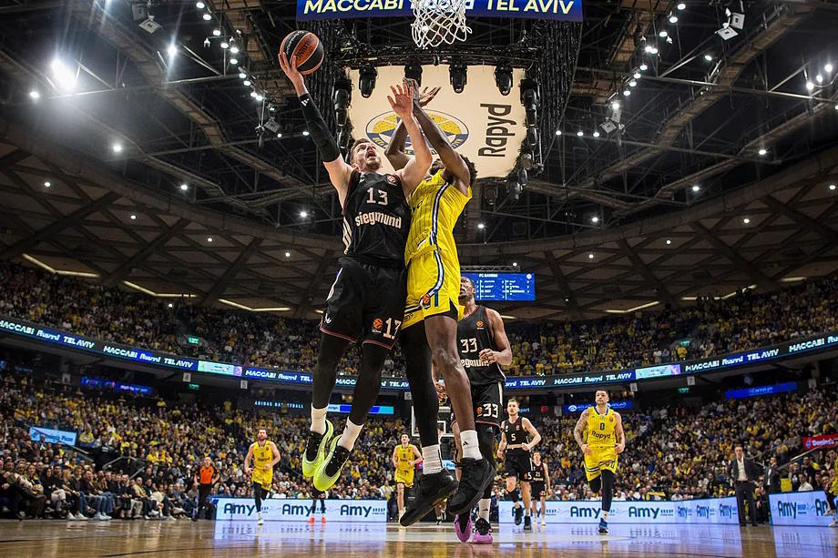 Image of the last Euroleague match played in Tel Aviv, between Maccabi and Bayern.