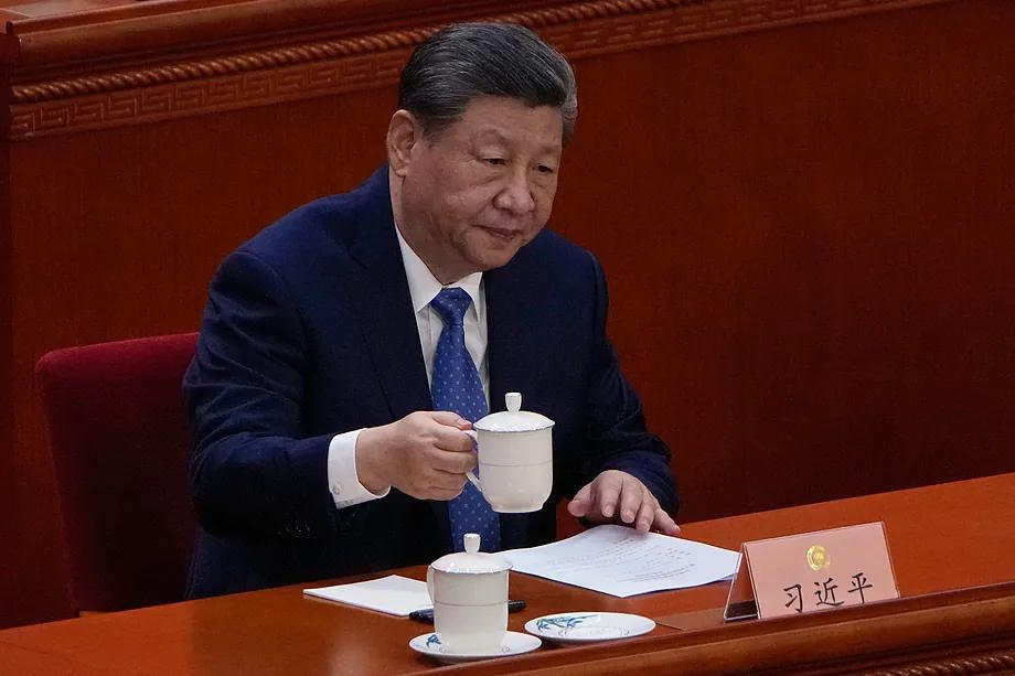 Chinese President Xi Jinping, with a cup of tea.