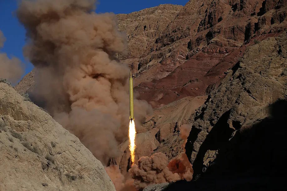 A ballistic missile fired by Iran.