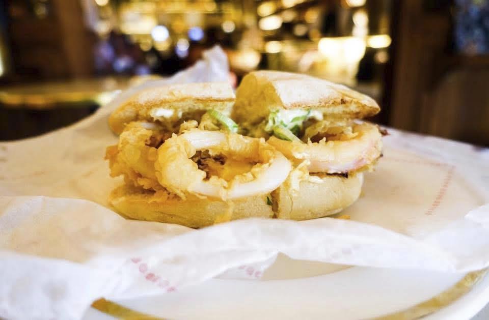 A squid sandwich at a restaurant in Madrid.