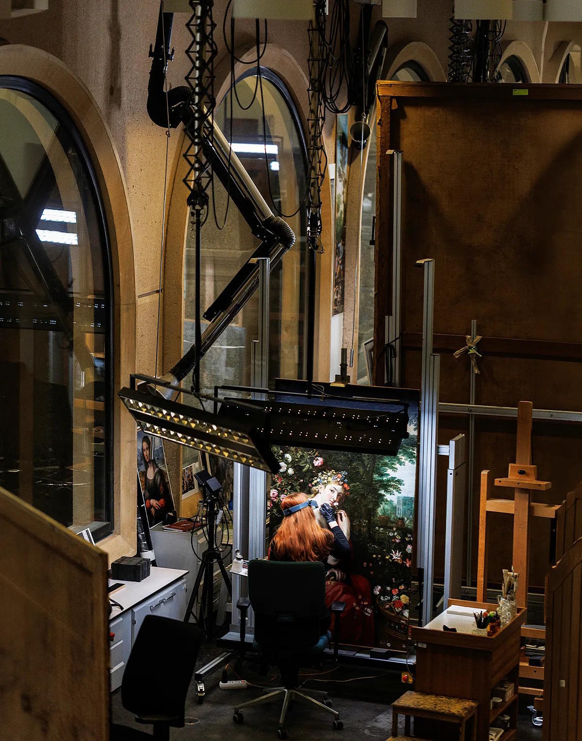 Restorer Marta M�ndez works on 'The goddess Flora', from the workshop of Peter Paul Rubens.