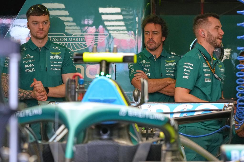 Aston Martin driver Fernando Alonso of Spain.