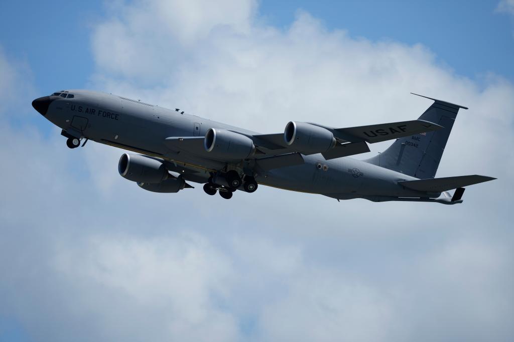 A U.S. Air Force KC-135 Stratotanker refueling tanker aircraft