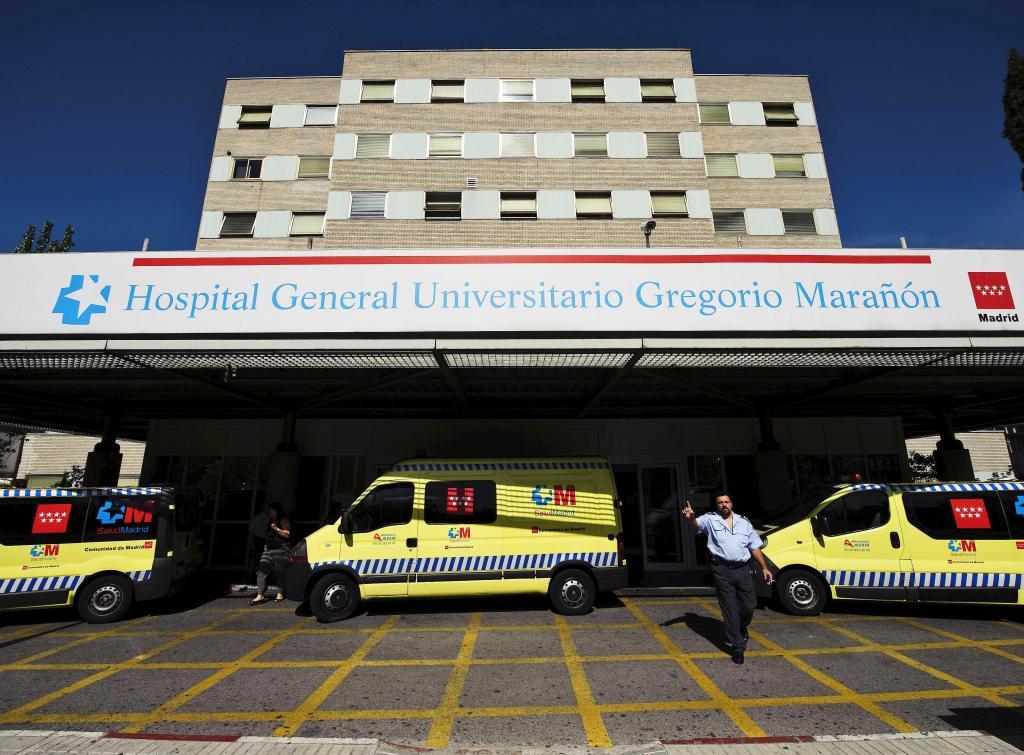 Several ambulances at the doors of the Gregorio Mara��n University General Hospital