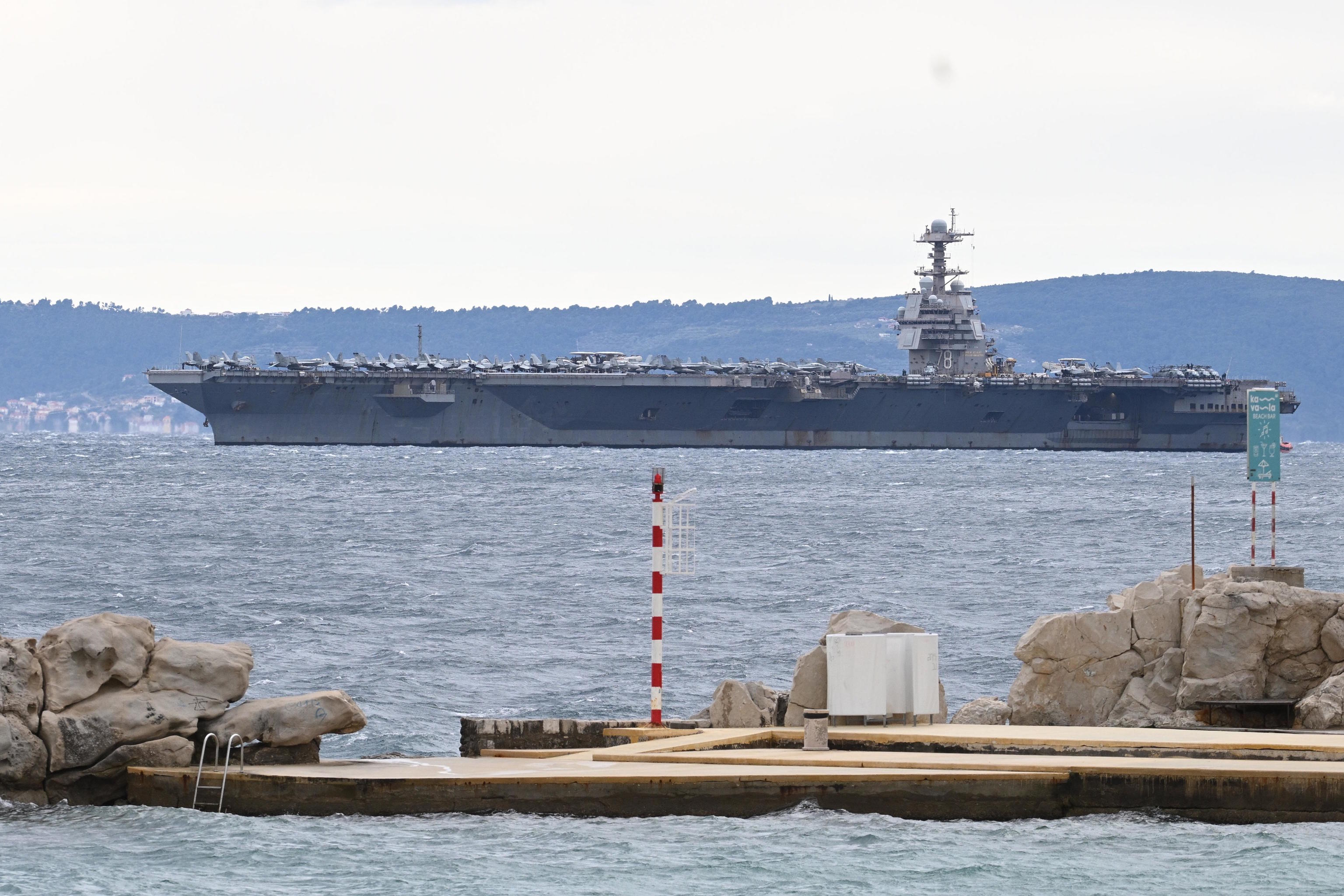 USS Gerald R. Ford arrives to the port of Split, Croatia.
