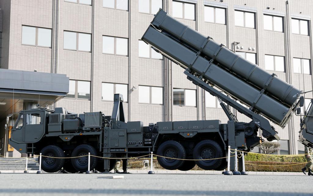The Type-12 land-to-ship missile launcher is shown at the Camp Kengun in the Kumamoto prefecture