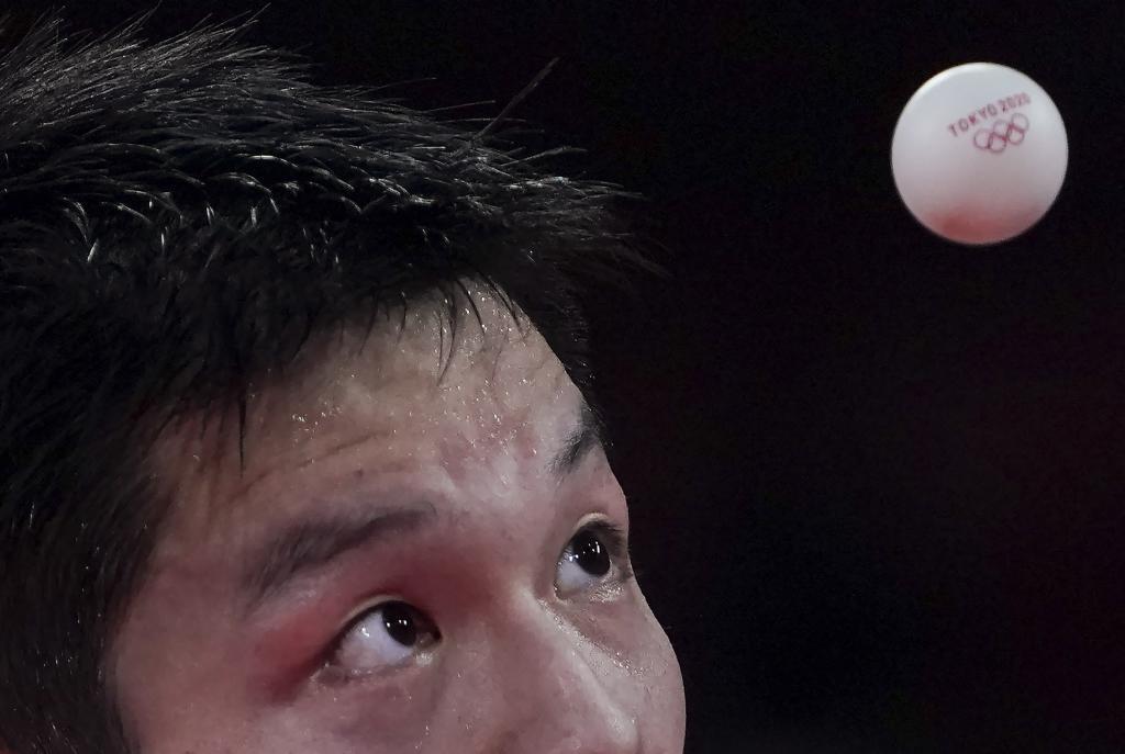 Table Tennis action during the summer Tokyo Olympics in Tokyo
