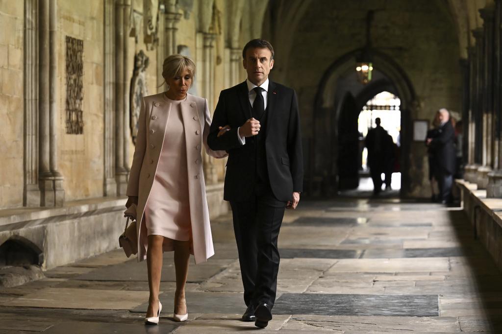 French President Emmanuel Macron and French President's wife Brigitte Macron