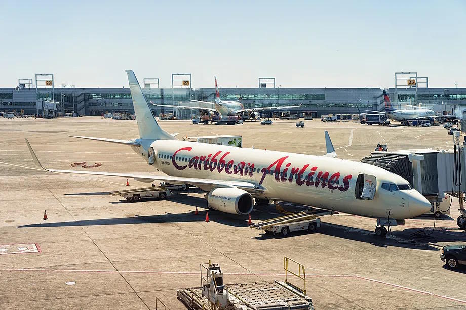 A Caribbean Airlines plane at JFK Airport in New York.