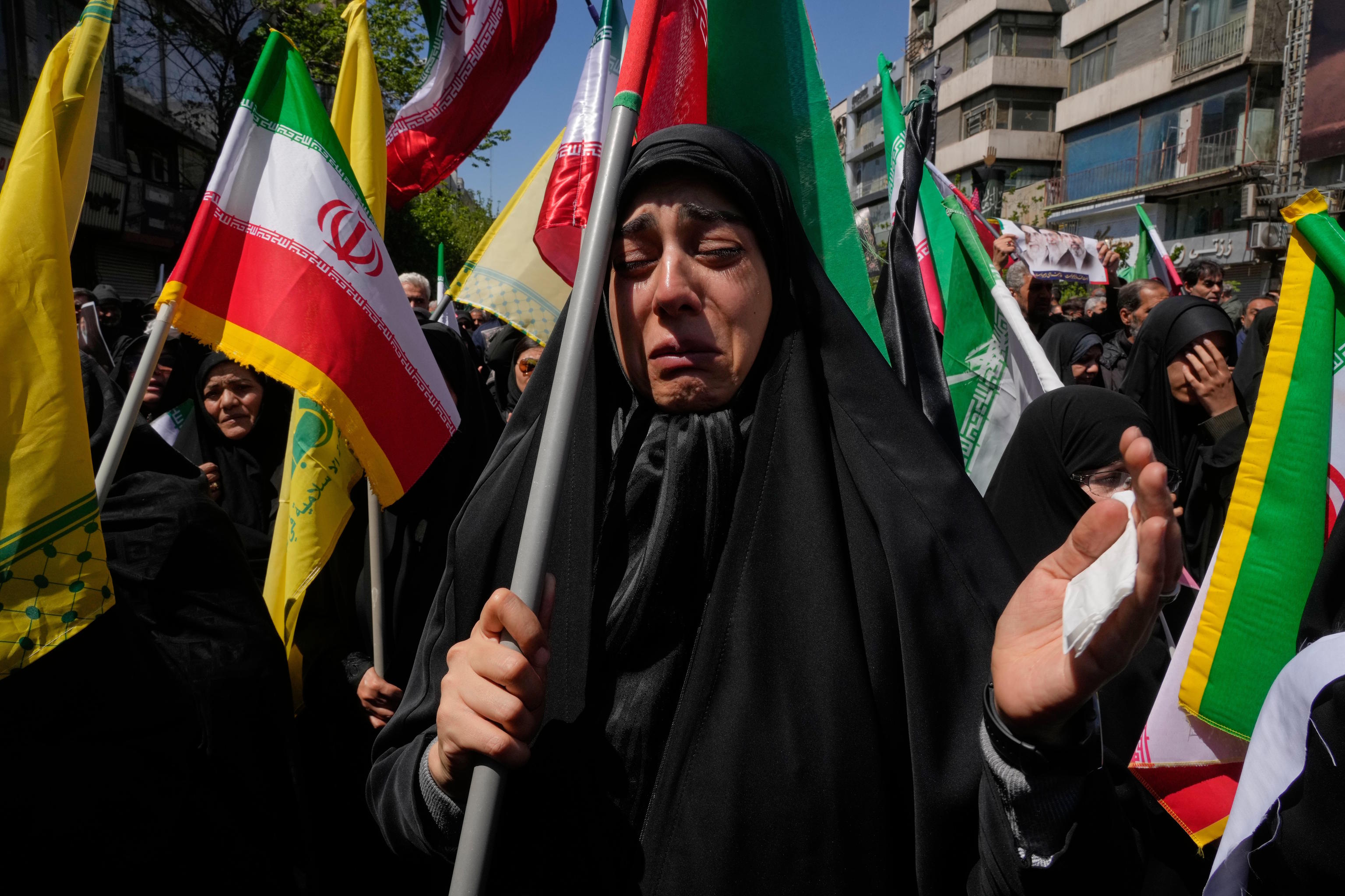 A government supporter weeps during a mourning ceremony.