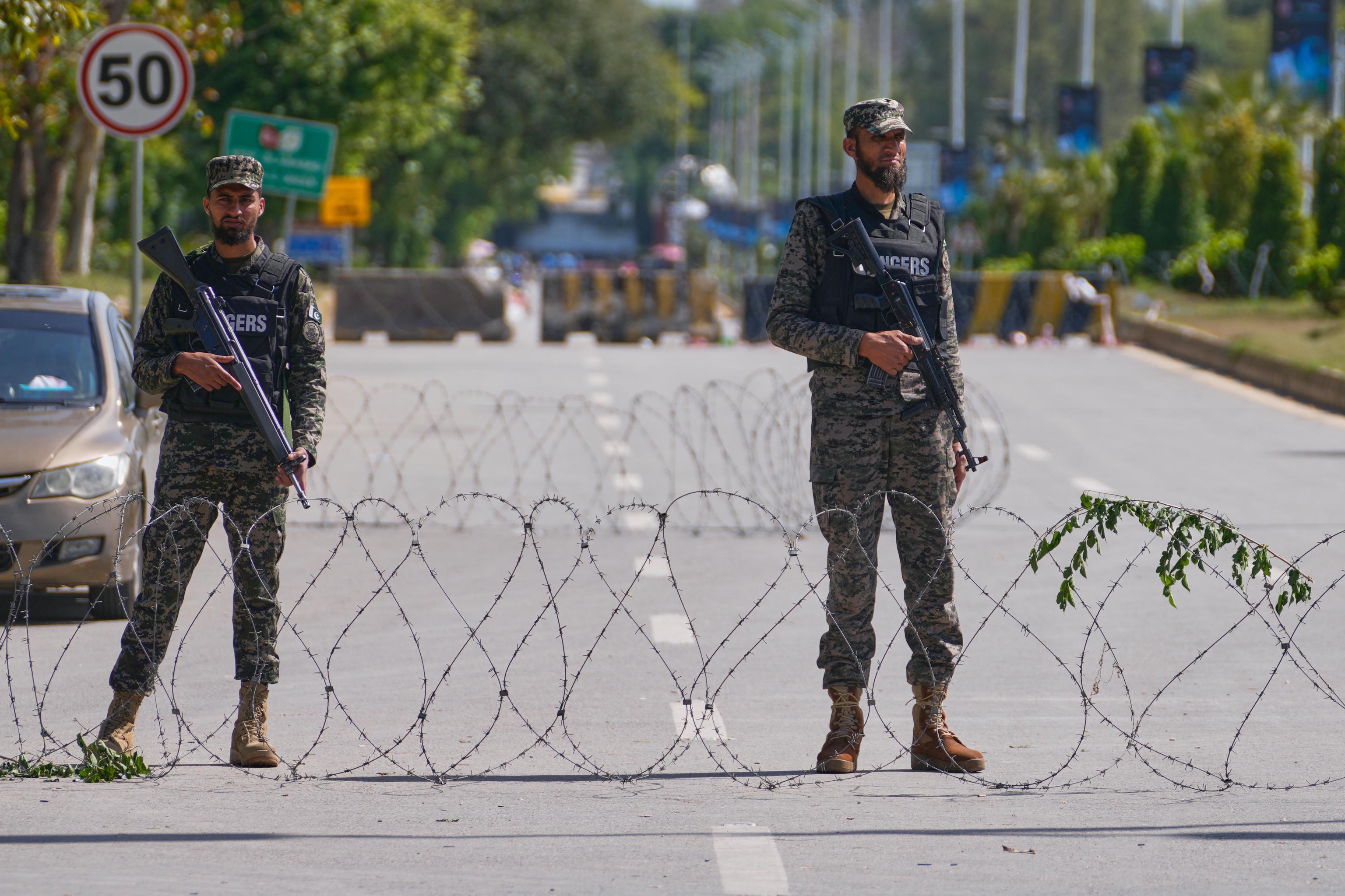 Pakistan soldiers on a street in Islamabad.