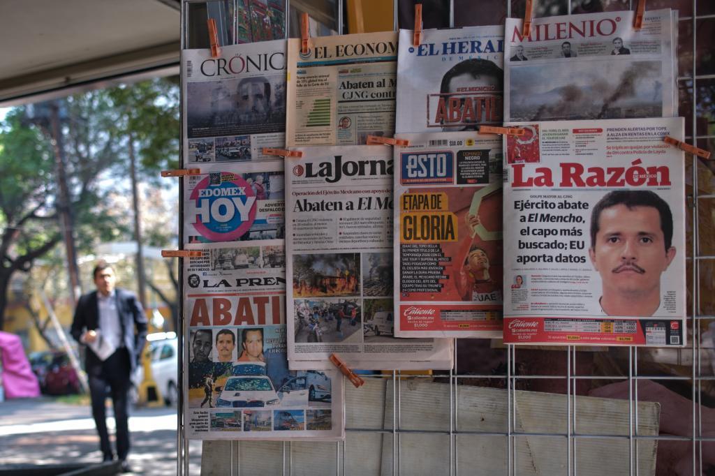 Newspapers on display for sale in Mexico City.