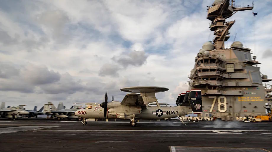 Cover of the world's largest aircraft carrier, the USS Gerald R. Ford.