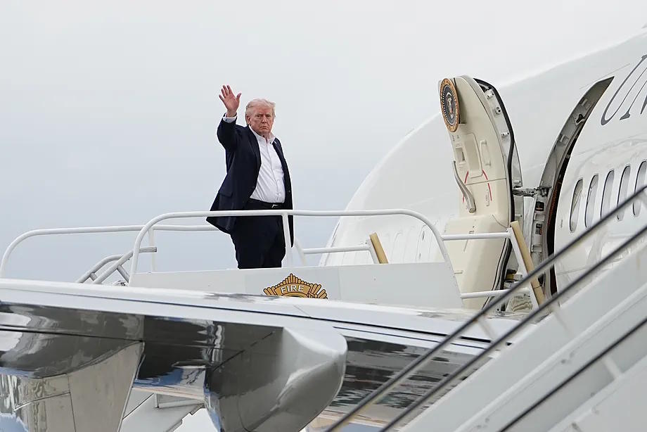 Trump boarding Air Force One at Miami International Airport on Sunday, May 3, 2026.
