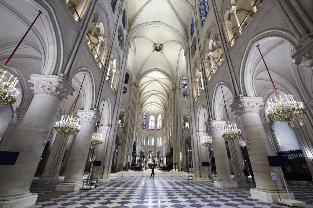 The nave of Notre-Dame de Paris cathedral.