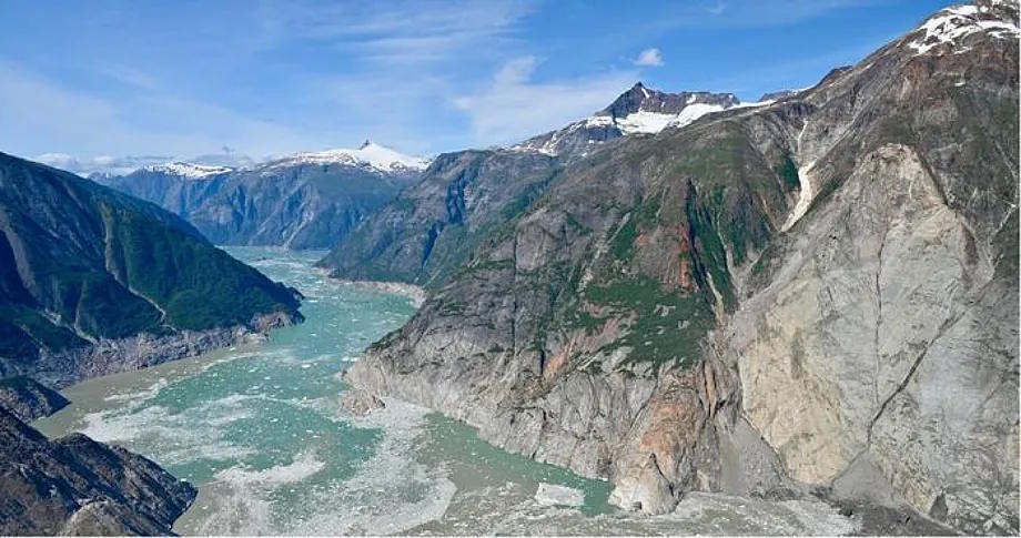 Images of the fjord taken on a reconnaissance expedition three days after the tsunami.