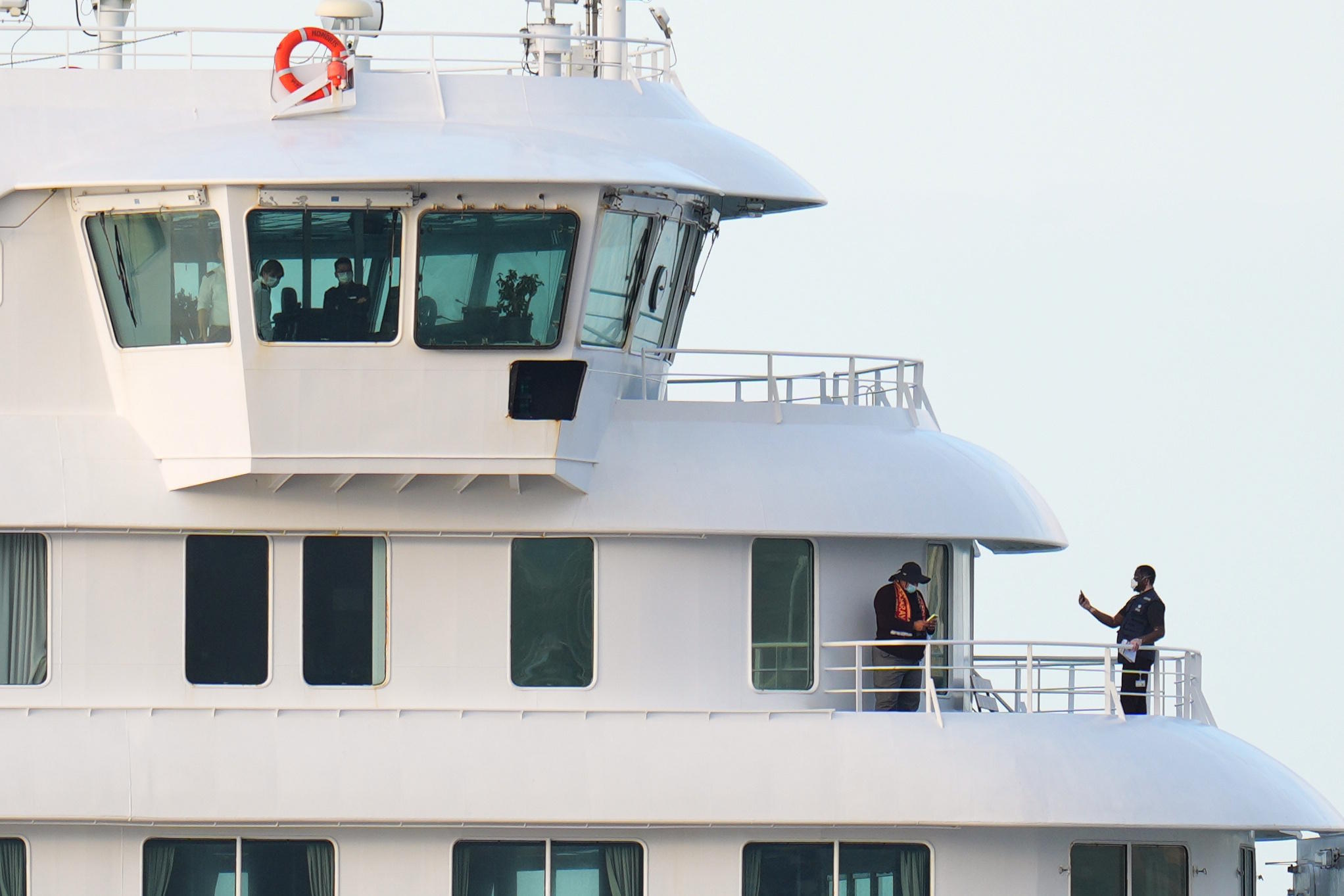 Passengers and crew at the hantavirus-stricken cruise ship MV Hondius.