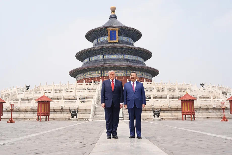 Donald Trump and Xi Jinping at the Temple of Heaven in Beijing.