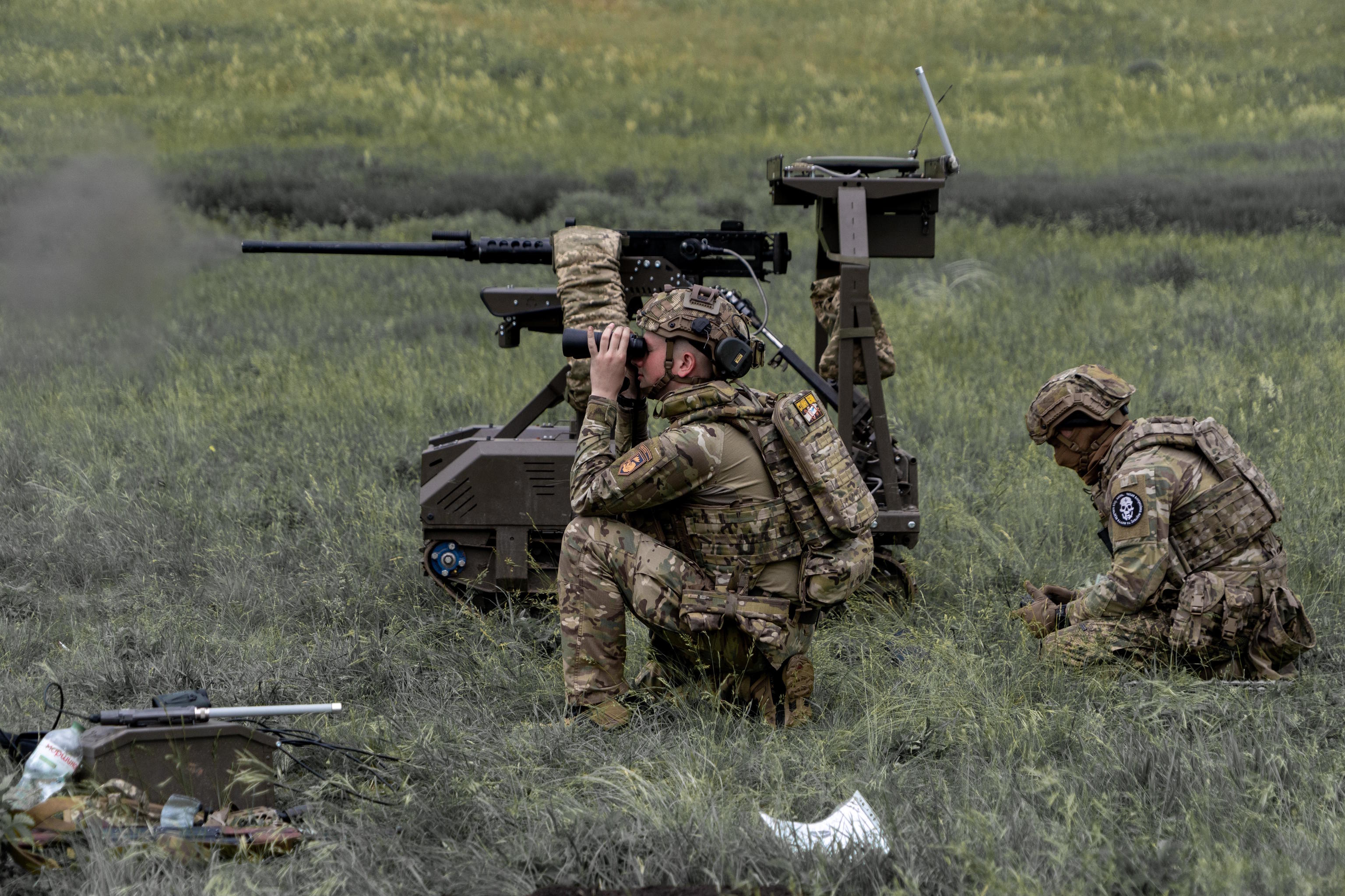Ukrainian servicemen of the Cerberus Ground Unmanned Systems Company of the 60th Separate Mechanized Brigade.