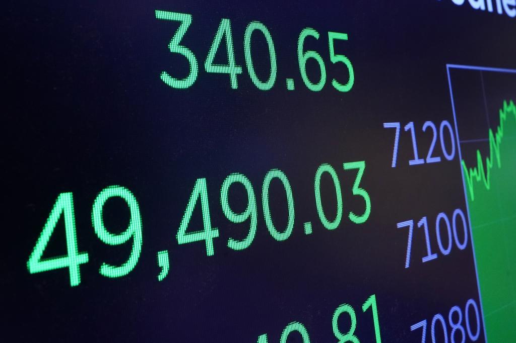 A board above the trading floor of the New York Stock Exchange