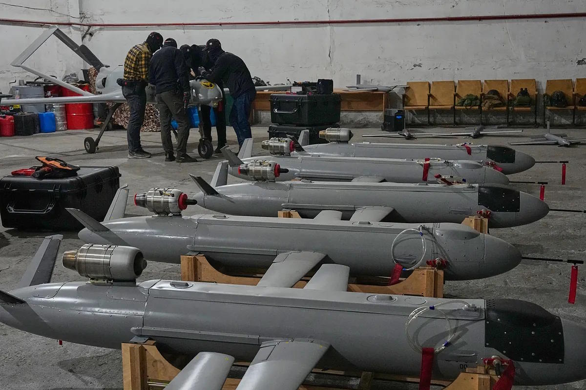 Long-range drones from Ukraine, ready to be launched against Russian targets.
