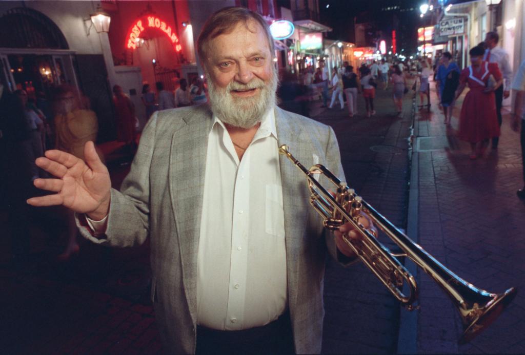 Jazz trumpeter Alois Maxwell Hirt on Bourbon Street in New Orleans.