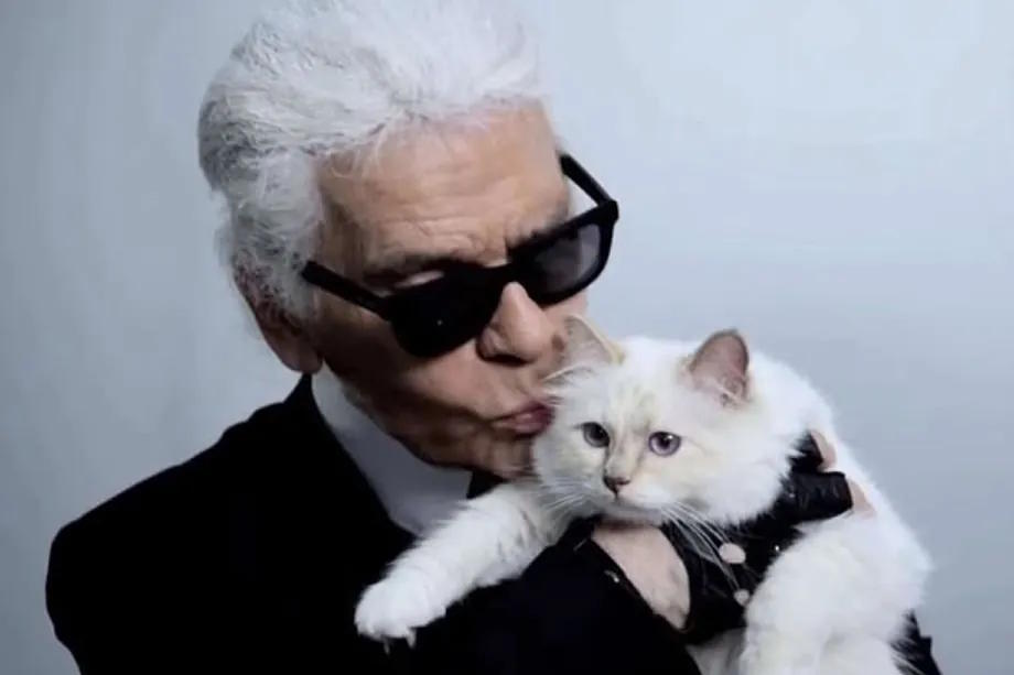 Karl Lagerfeld and Choupette, in a photo shared on the cat's official Instagram.