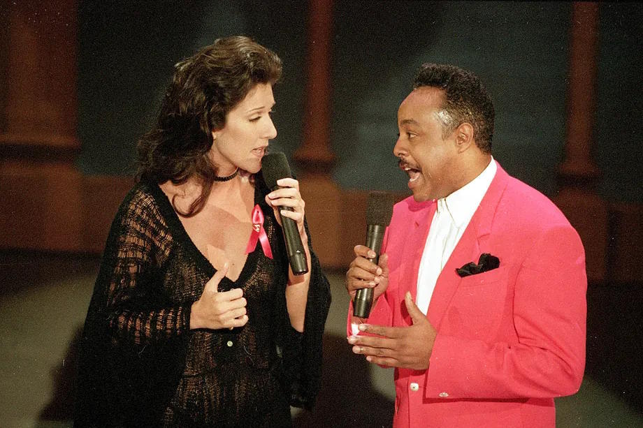 Celine Dion sings a duet with Peabo Bryson of the song from Disney's 'Beauty and the Beast'.