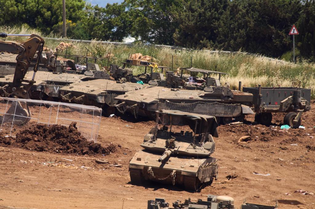 Israeli troops gather on the border with Lebanon in northern Israel