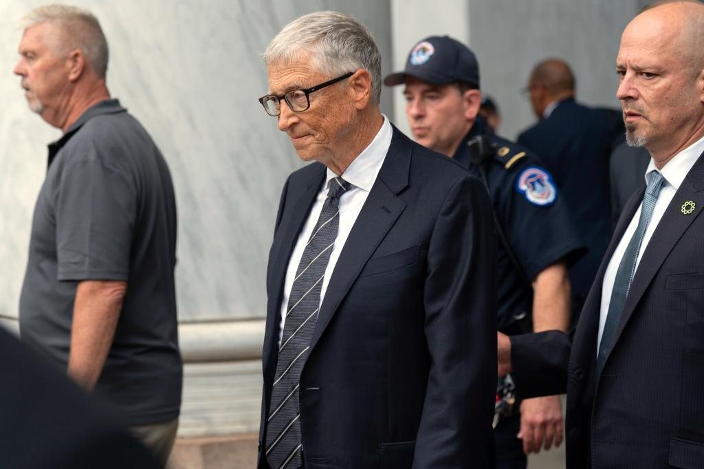 Bill Gates, co-founder of Microsoft, leaves after a closed-door interview with the House Oversight Committee