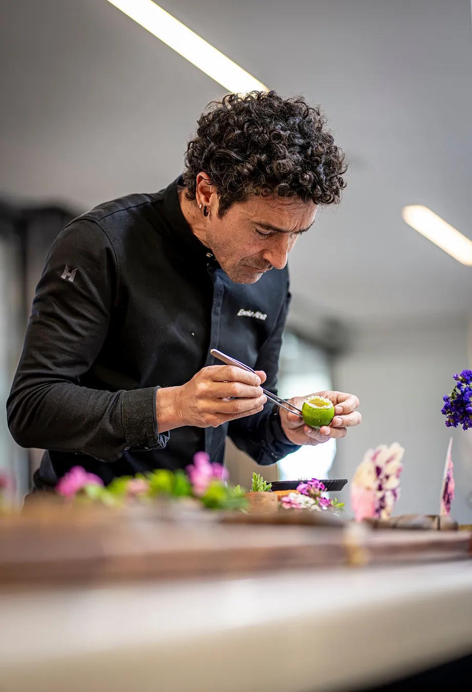 Chef Eneko Atxa at the hotel's La Sociedad Gastronómica, the name of his new restaurant.