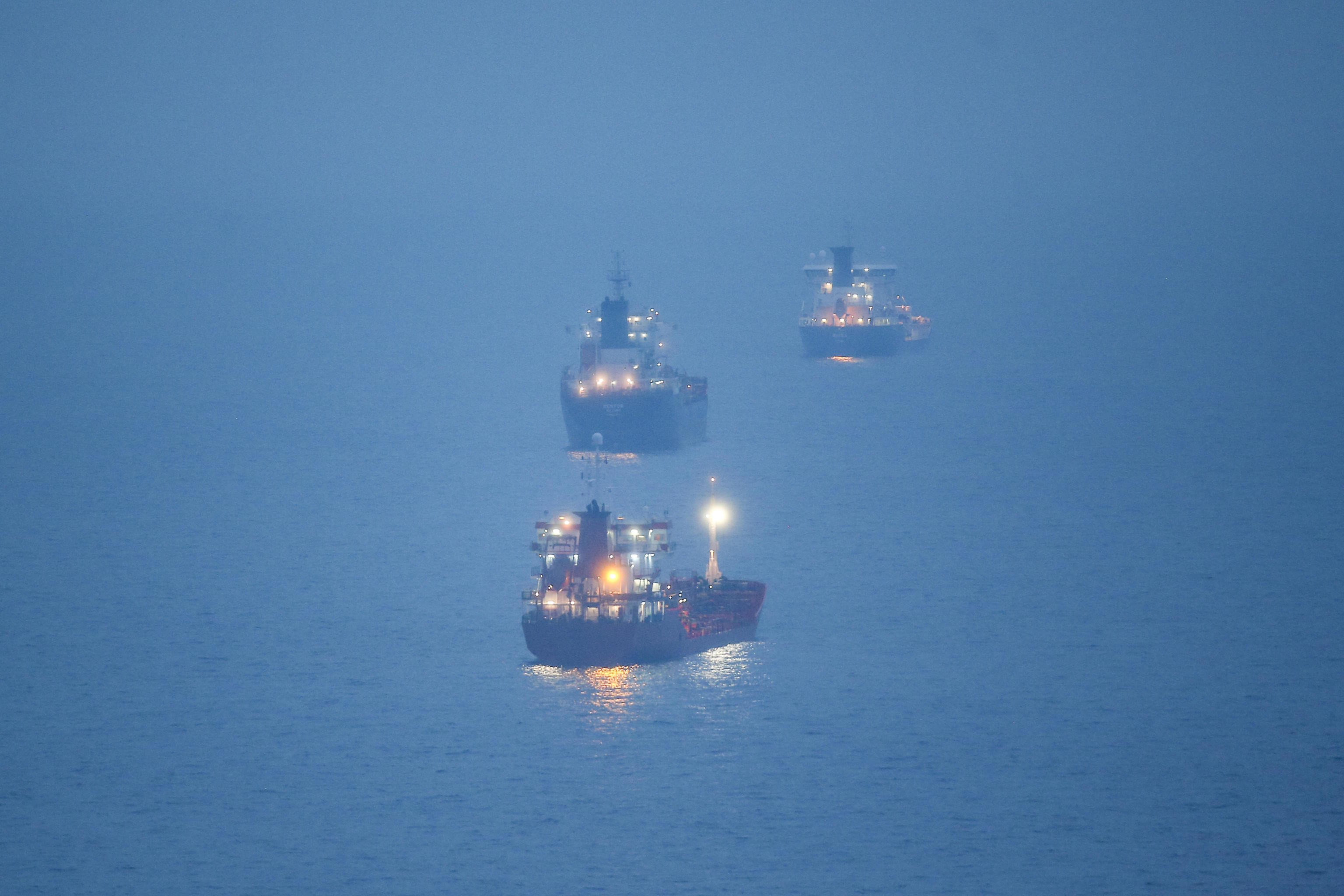Oil tanker ships.
