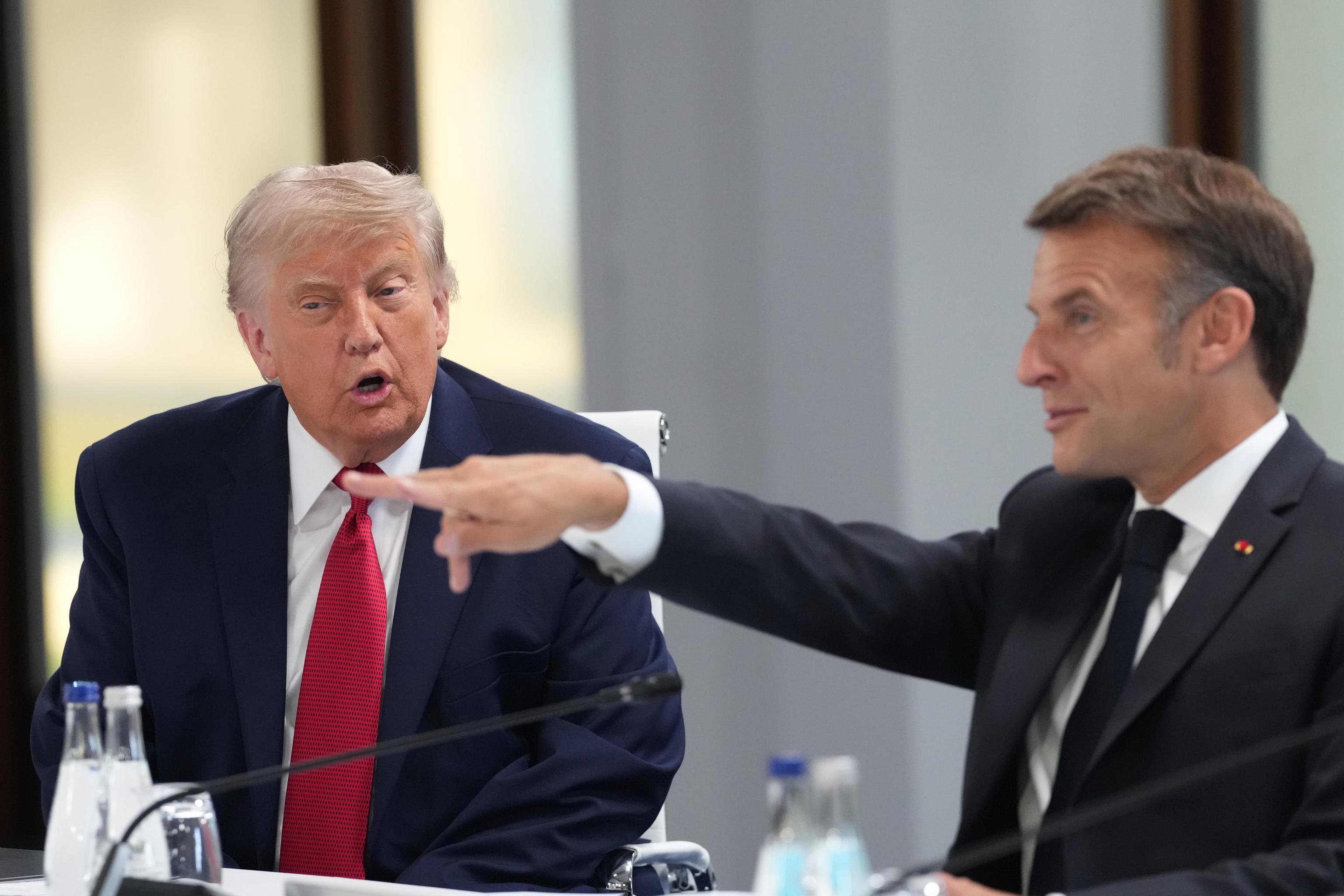 U.S. President Donald Trump and French President Emmanuel Macron.