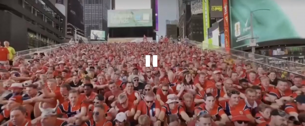 Norwegian fans in Times Square.