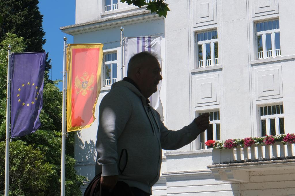A man walks on a street in Montenegro's capital Podgorica