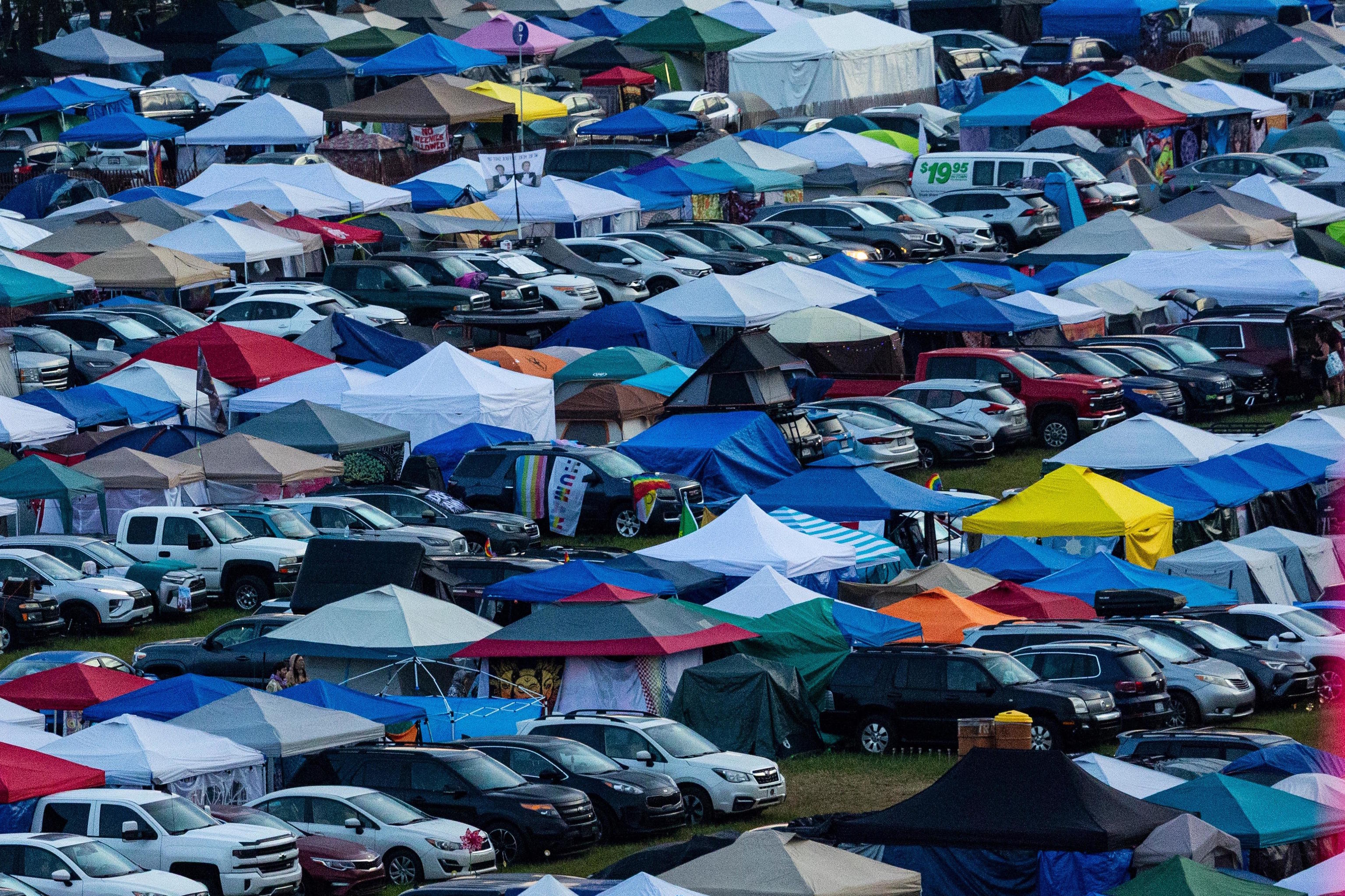 2025 image of the camping area at the Electric Forest music festival in Michigan.