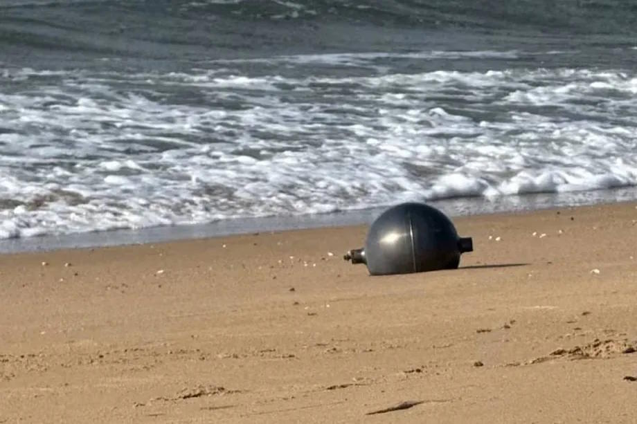 One of the metal balls found on an Australian beach.