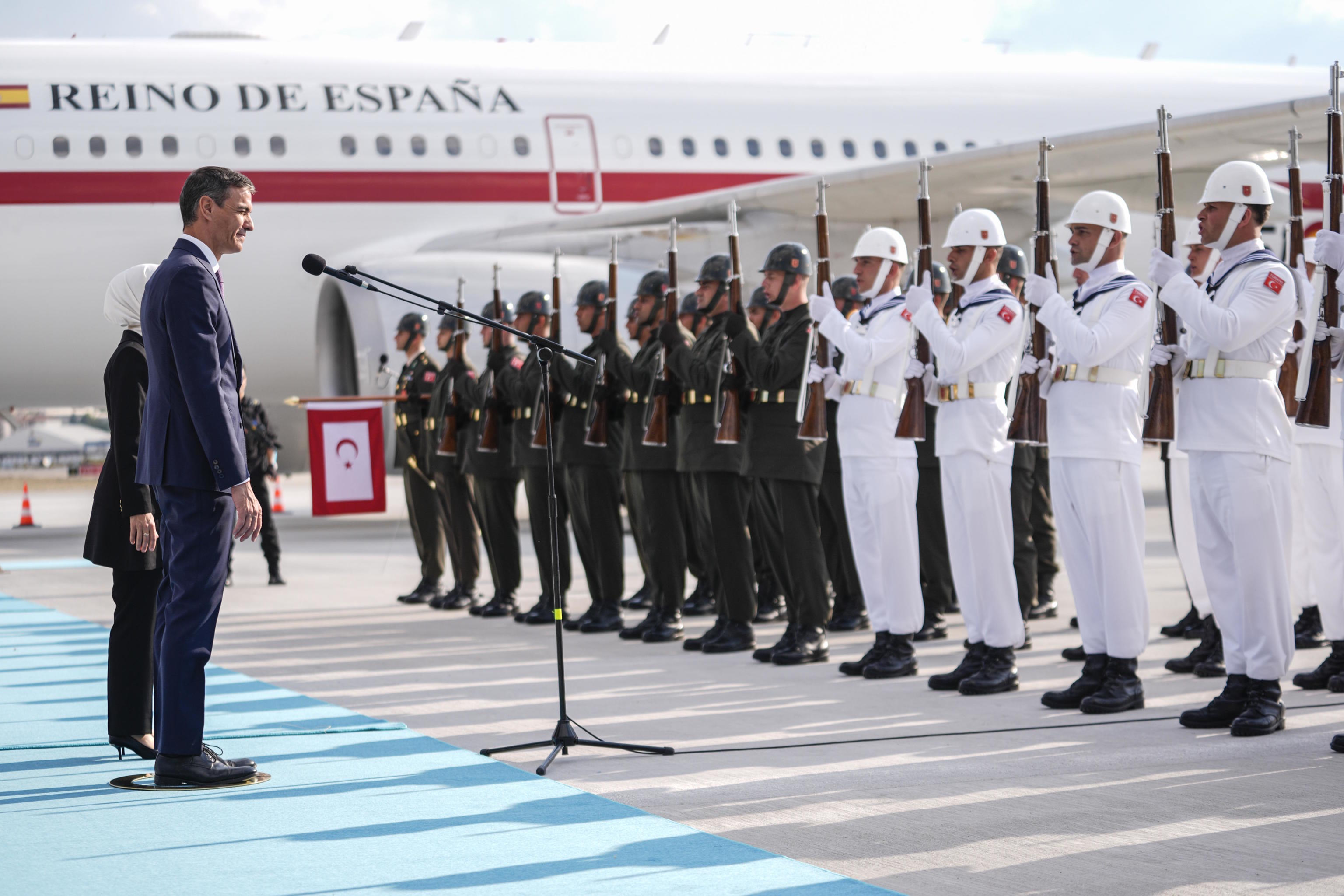 Spain's Prime Minister Pedro Sanchez arrives for the NATO summit in Ankara.