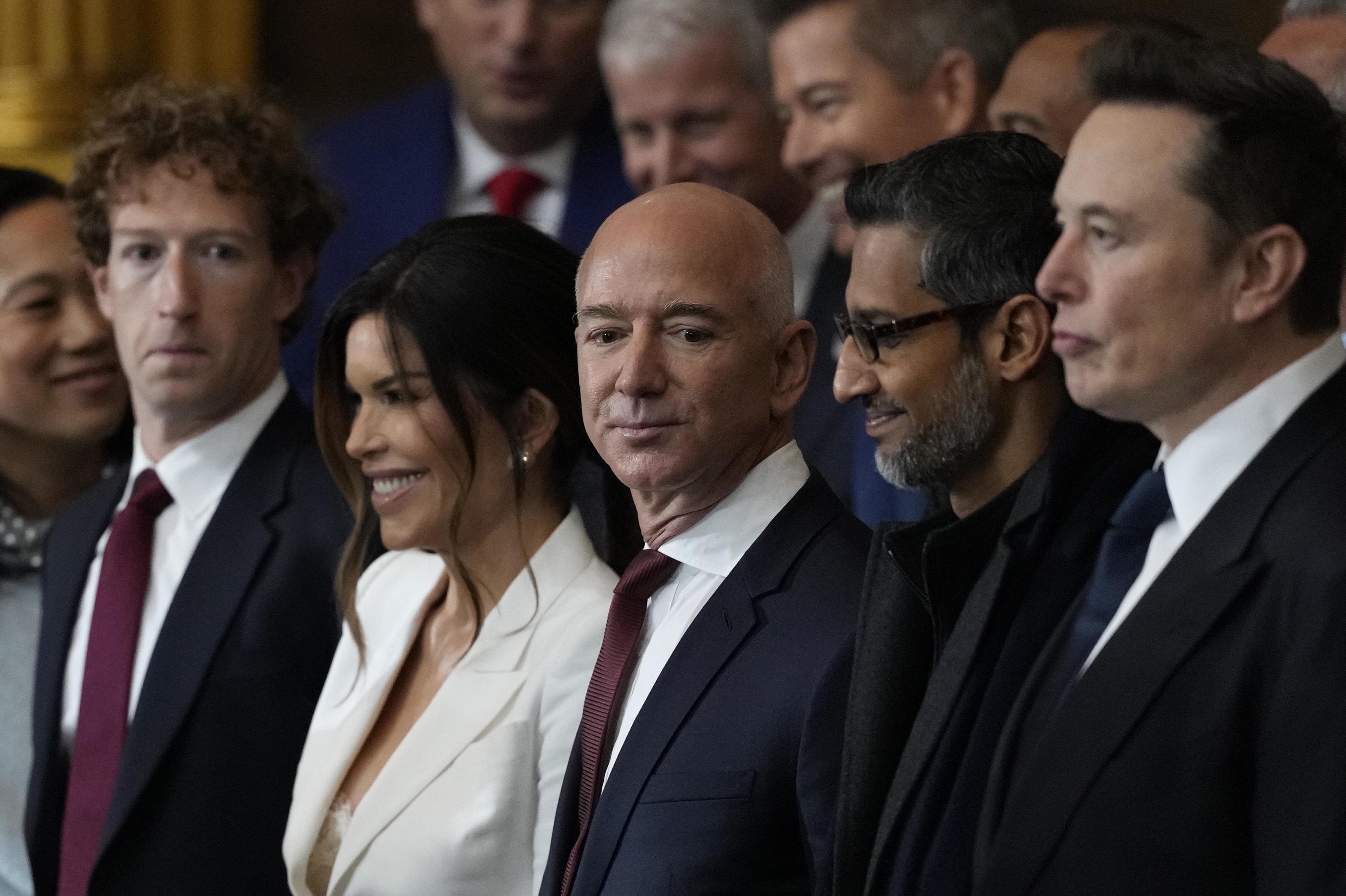 Meta's CEO, Mark Zuckerberg, Amazon's founder, Jeff Bezos, Google's CEO, Sundar Pichai, and SpaceX's founder, Elon Musk.