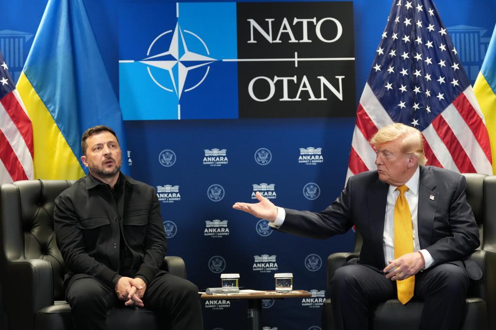 U.S. President Donald Trump meets with Ukrainian President Volodymyr Zelenskyy